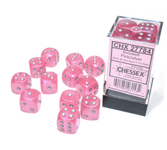 CHESSEX - BOREALIS 12D6 PINK/SILVER 16MM LUMINARY